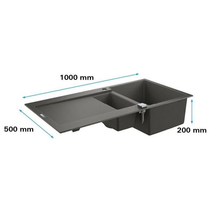 GROHE Evier de cuisine composite avec égouttoir K500, 1000 x 500 mm,