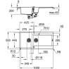 GROHE Evier de cuisine composite avec égouttoir K500, 1000 x 500 mm, 2 bacs, vidage pratique, siphon et bonde inclus, noir, 316