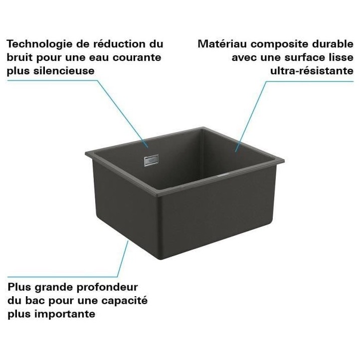 GROHE Evier composite K700U 457 x 406 mm Gris granite 31653AT0