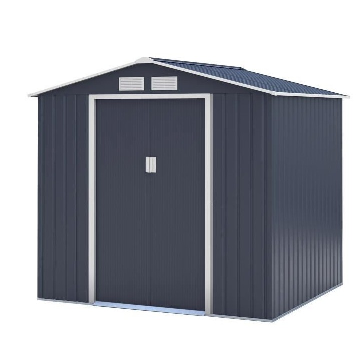 Abri de jardin en métal 4,07 m² - Kit d'ancrage inclus - Gris anthra