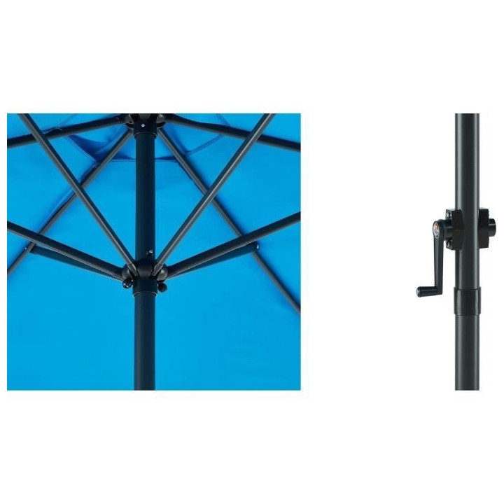 Parasol droit diametre 3 m - strucutre Aluminium toile 160 g/m - 6 bal