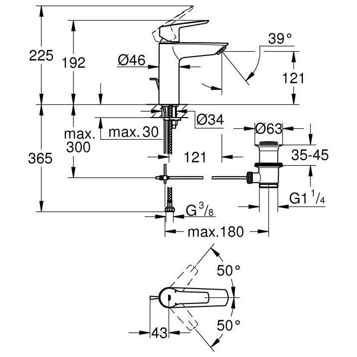 GROHE - Mitigeur monocommande Lavabo - Taille M