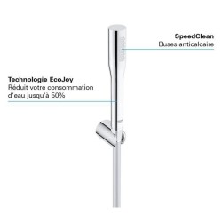 GROHE Pommeau de douche Get Stick, 1 jet, douchette avec technologie anti-brulûre et a économie d'eau, chromé, 27458000