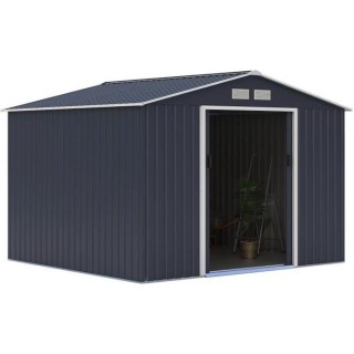 Abri de jardin en métal 7,06 m2 - Kit d'ancrage inclus - Gris