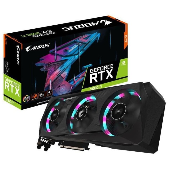 GIGABYTE Aorus - Carte Graphique RTX3060 Ti ELITE - 8Go GDDR6 - PCIe 4