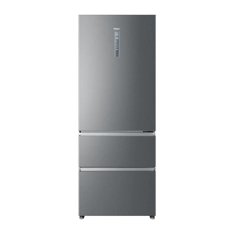 HAIER HTOPMNE7193 - Réfrigérateur combiné 3 portes 450L (310+140L) - Froid ventilé - L70xH190,6cm - Silver