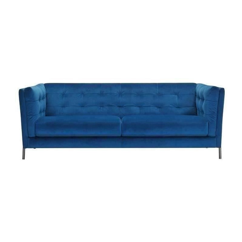 Canapé 3 places HAMPTON -Velours Bleu nuit - L 213 x P 93 x H x 80 cm