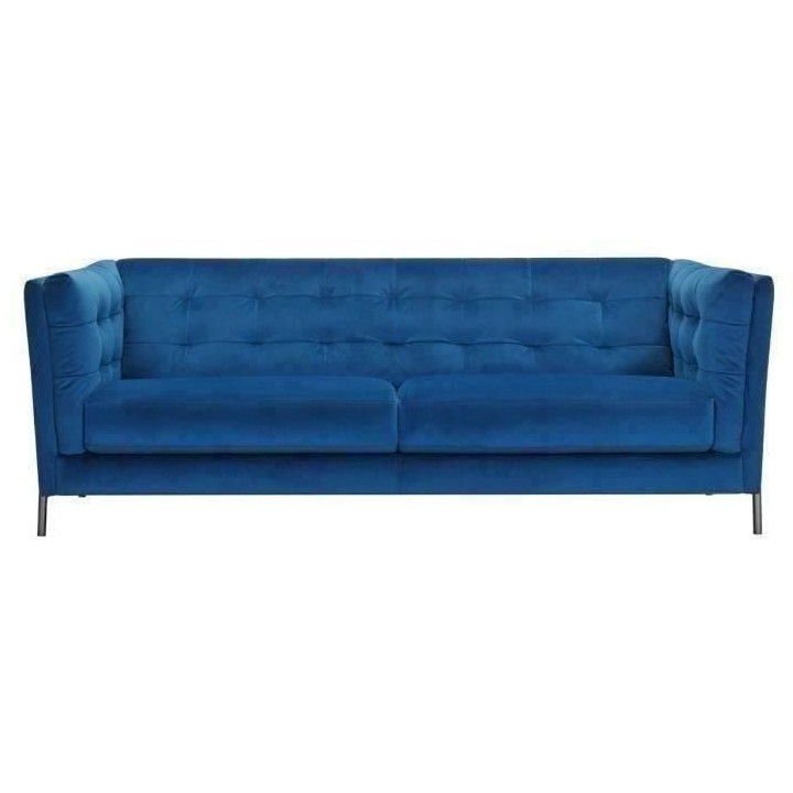 Canapé 3 places HAMPTON -Velours Bleu nuit - L 213 x P 93 x H x 80 cm