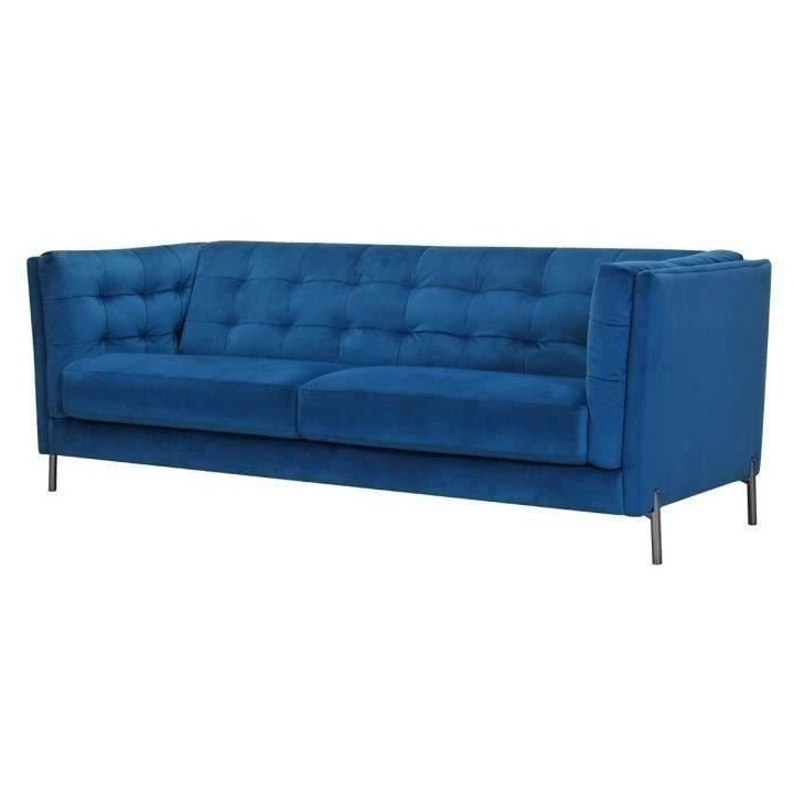 Canapé 3 places HAMPTON -Velours Bleu nuit - L 213 x P 93 x H x 80 cm