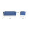 Canapé 3 places HAMPTON -Velours Bleu nuit - L 213 x P 93 x H x 80 cm