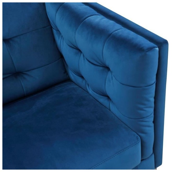 Canapé 3 places HAMPTON -Velours Bleu nuit - L 213 x P 93 x H x 80 cm