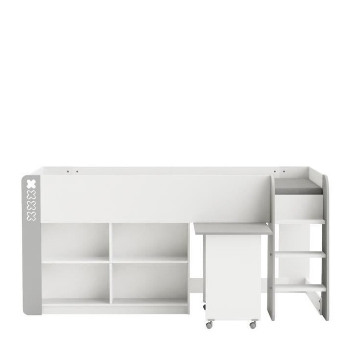 DEMEYERE Lit combiné enfant - Mdf - Blanc/Gris - 90x200 cm - HAMPTON