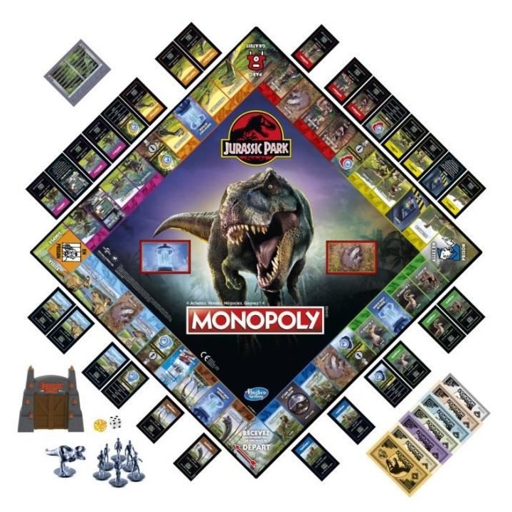 MONOPOLY - édition Jurassic Park - Jeu de plateau pour enfants - des