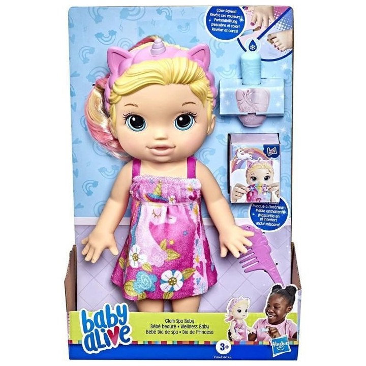 Baby Alive poupée Bébé beauté 32,5 cm a baigner, theme licorne, m