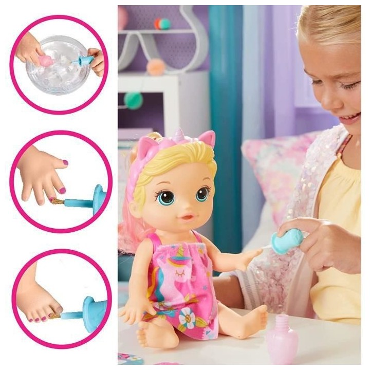 Baby Alive poupée Bébé beauté 32,5 cm a baigner, theme licorne, m