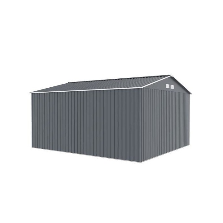 Abri de jardin en acier 12,99 m² - Kit d'ancrage inclus - Gris anthra