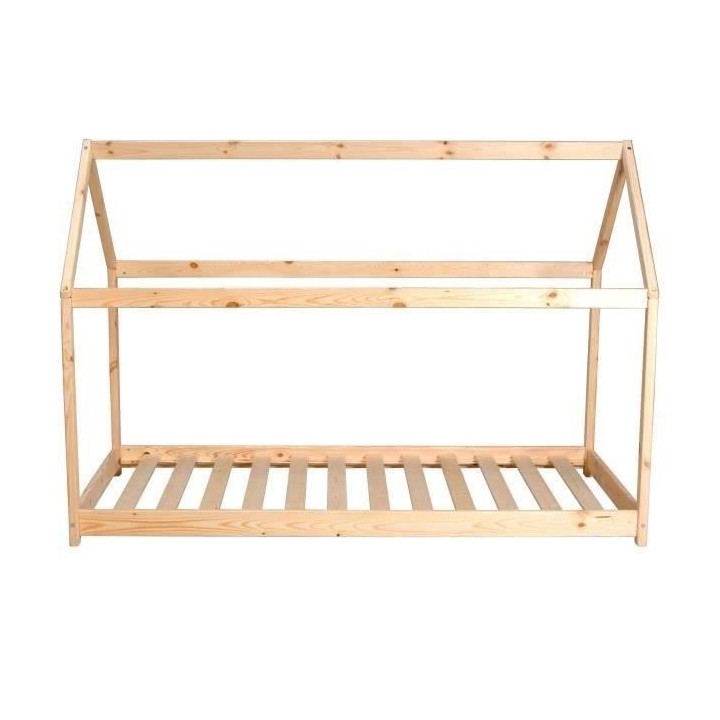 WEBER Panda Lit enfant cabane Montessori 90 x 190 cm - Bois pin massif