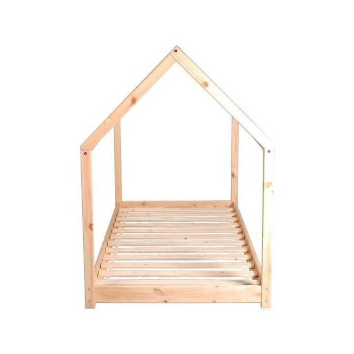 WEBER Panda Lit enfant cabane Montessori 90 x 190 cm - Bois pin massif