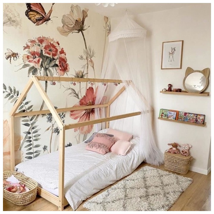 WEBER Panda Lit enfant cabane Montessori 90 x 190 cm - Bois pin massif