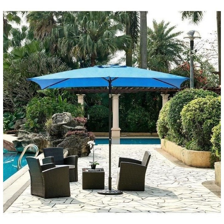 Parasol droit 3x2 m inclinable - Mât Aluminium avec toile polyester 1