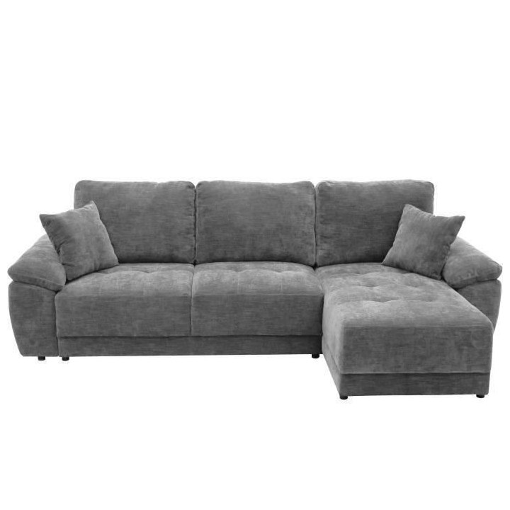 Canapé d'angle convertible réversible ARIEL - Tissu Gris anthracite