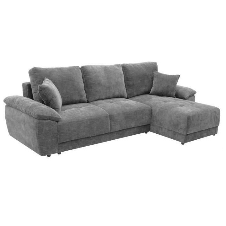 Canapé d'angle convertible réversible ARIEL - Tissu Gris anthracite