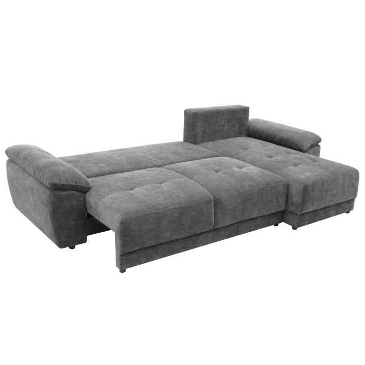 Canapé d'angle convertible réversible ARIEL - Tissu Gris anthracite
