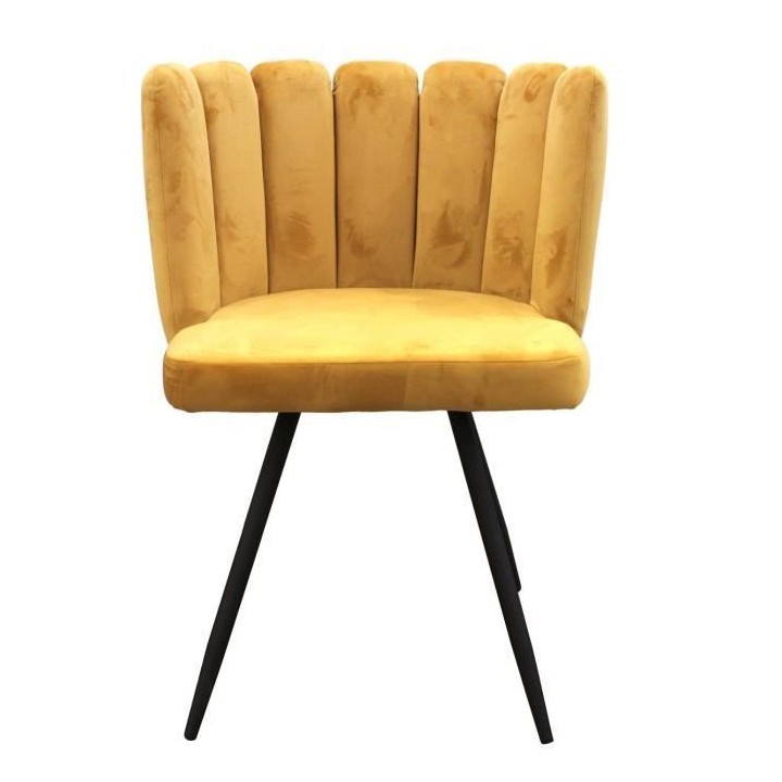 ARIEL Lot de 2 Chaises velours - Jaune - Pieds métal