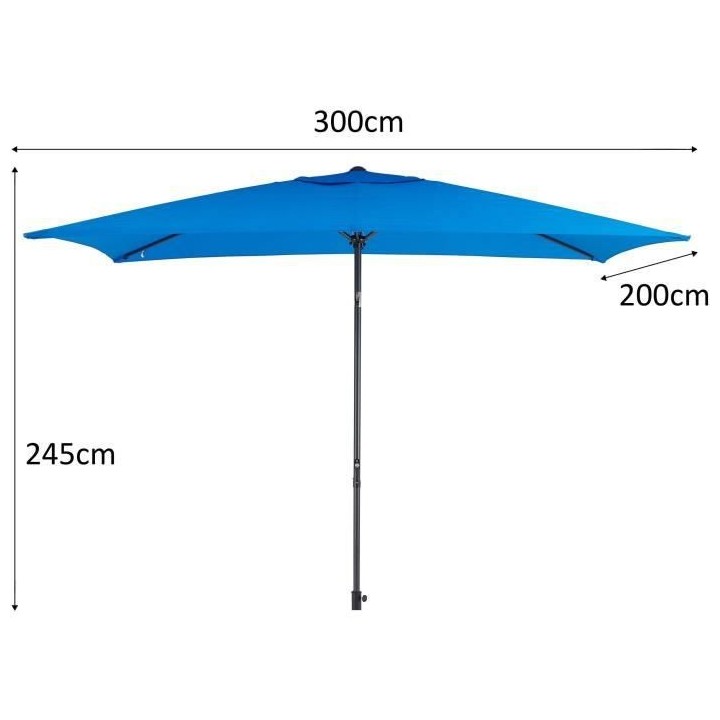 Parasol droit 3x2 m inclinable - Mât Aluminium avec toile polyester 1