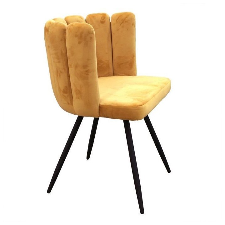ARIEL Lot de 2 Chaises velours - Jaune - Pieds métal