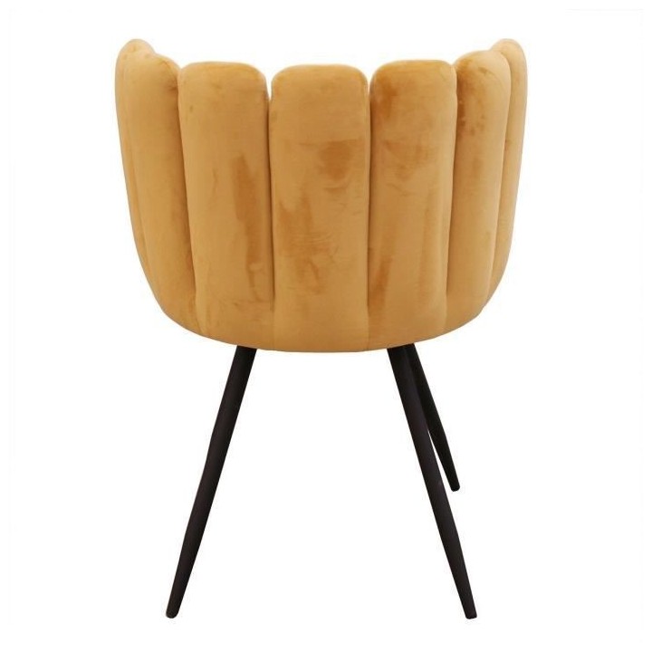 ARIEL Lot de 2 Chaises velours - Jaune - Pieds métal