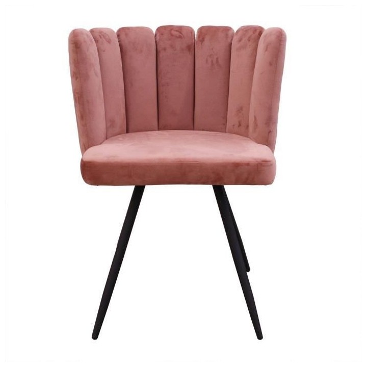 ARIEL Lot de 2 Chaises velours rose - Pieds métal