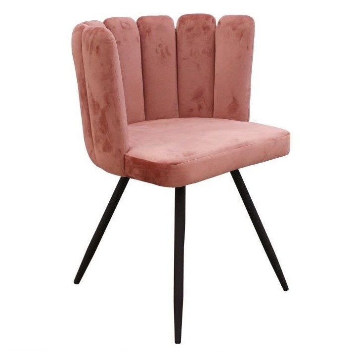 ARIEL Lot de 2 Chaises velours rose - Pieds métal