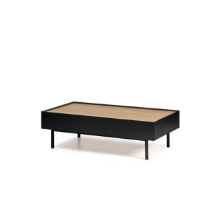 ARISTA Table basse 2 tiroirs - Décor chene et noir - L 110 x P 60 x H