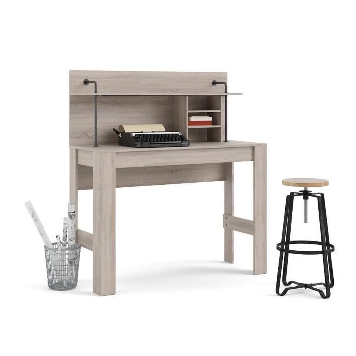 Bureau droit - Décor chene truffe - L 149,8 x P 60,01 x H 167,2 cm -