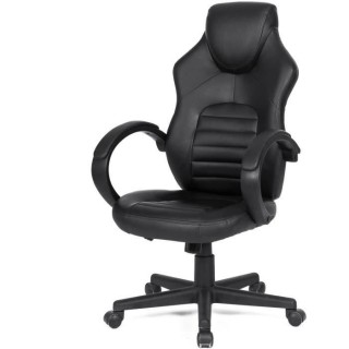 Chaise de bureau gaming - Simili noir - L 58 x P 70 x H 98-116 cm - AR