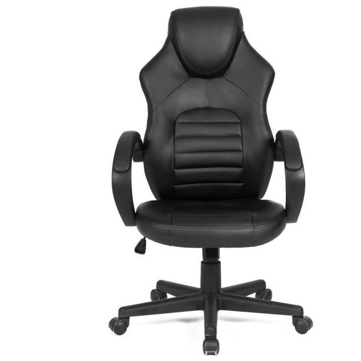 Chaise de bureau gaming - Simili noir - L 58 x P 70 x H 98-116 cm - AR