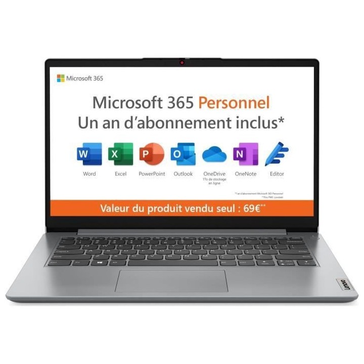 PC Portable - LENOVO IdeaPad 1 14IGL7 - 14'' HD - Celeron N4020 - RAM