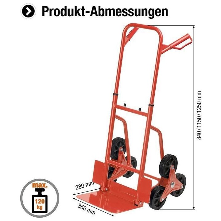 MEISTER Diable pliant spécial escalier- Charge maximale 120 kg