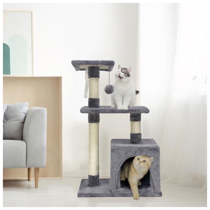 POPPY Arbre a chat - 50x30x80cm - Gris