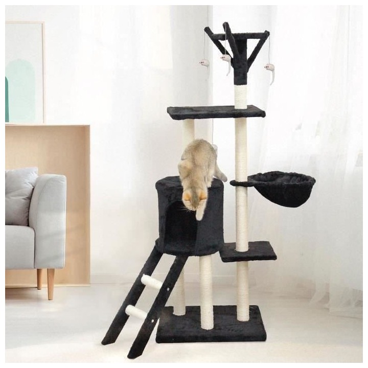 JIPSY - Arbre a chat - 79 x 34 x 138 cm - Noir