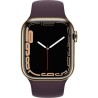 Apple Watch Series 7 GPS + Cellular - 41mm - Boîtier Gold Stainless Steel - Bracelet Dark Cherry Sport Band