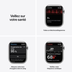 Apple Watch Series 7 GPS + Cellular - 45mm - Boîtier Silver Stainless Steel - Bracelet Silver Milanese Loop