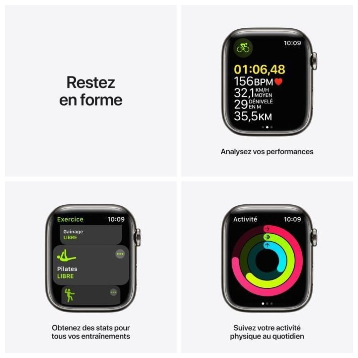 Apple Watch Series 7 GPS + Cellular - 45mm - Boîtier Graphite Stainle