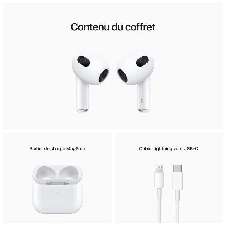 Apple AirPods 3e génération + boitier de charge MagSafe