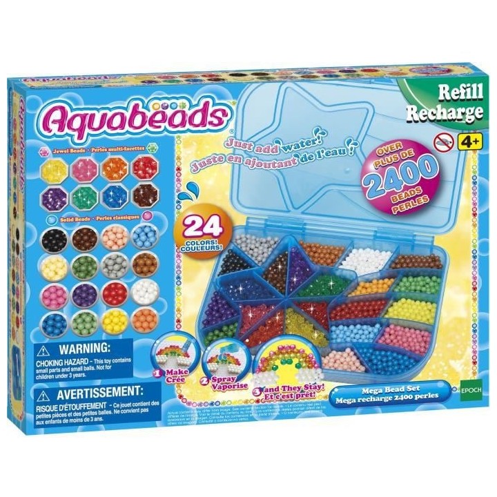 La méga recharge 2400 perles - AQUABEADS - 31502 - 24 couleurs