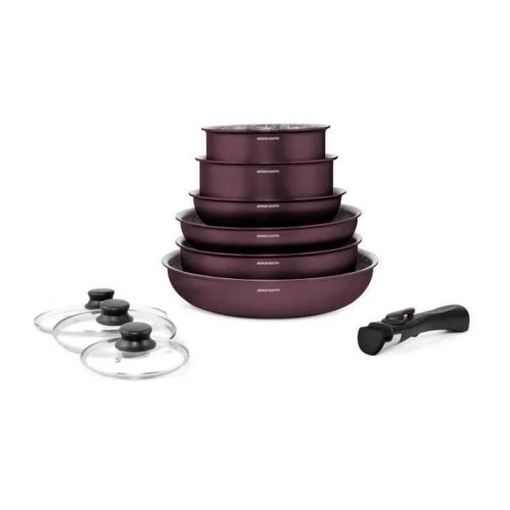 Batterie de cuisine 10 pieces Arthur Martin - Aluminium - revetement a