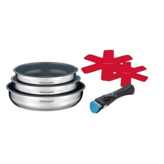 Set de 3 poeles Inox 20-22-26 cm - revetement céramique - tous feux d