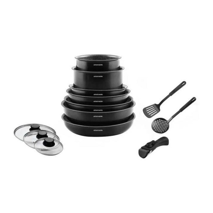 Batterie de cuisine 13 pieces Arthur Martin - aluminium - poignée amo