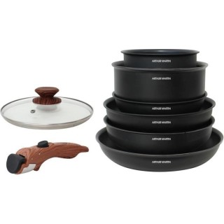 Batterie de cuisine 8 pieces ARTHUR MARTIN - Aluminium - Poignée Bois